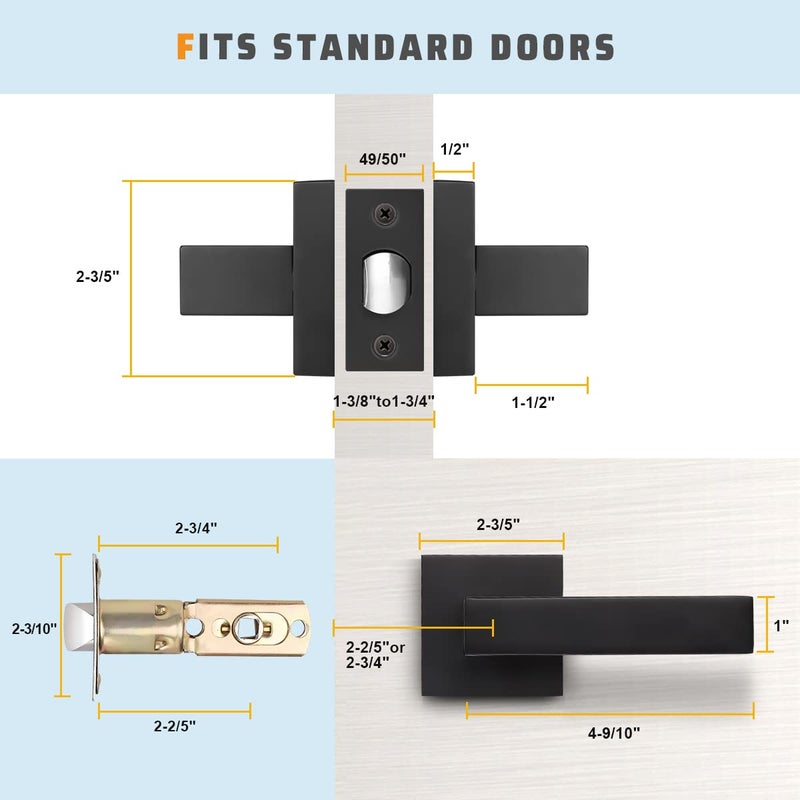 KNOBWELL 3 Pack Black Interior Door Handles Heavy Duty Door Levers Passage Door Handle Set Durable Door Hardware, Left or Right Handing, Door Handle Set 2.07 lb One Lever - Image 5